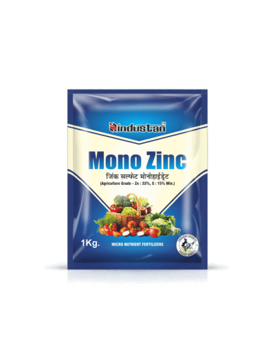 "Hindustan Mono Zinc 1 kg pack – Micronutrient zinc fertilizer for plants, fruits, and vegetables, with detailed usage instructions in Hindi."